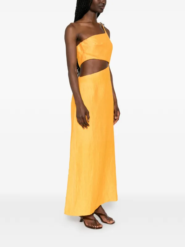 maje orange dress Fully embroidered dress Yellow / Orange For Women