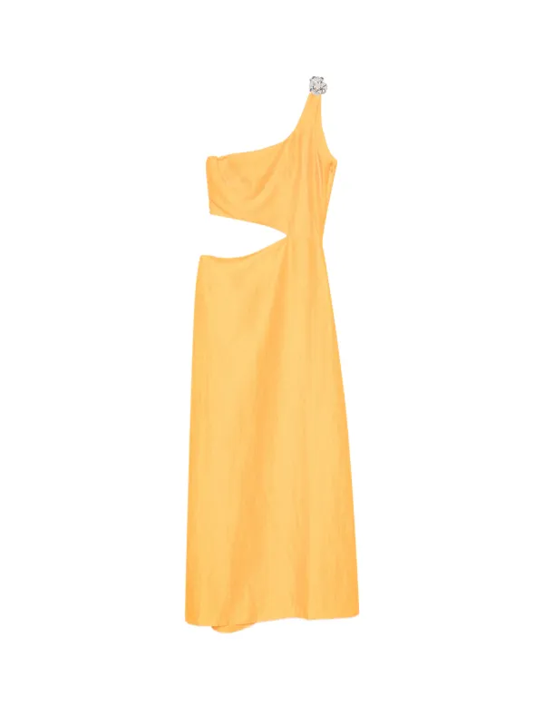 maje dress orange Fully embroidered dress Yellow / Orange For Women