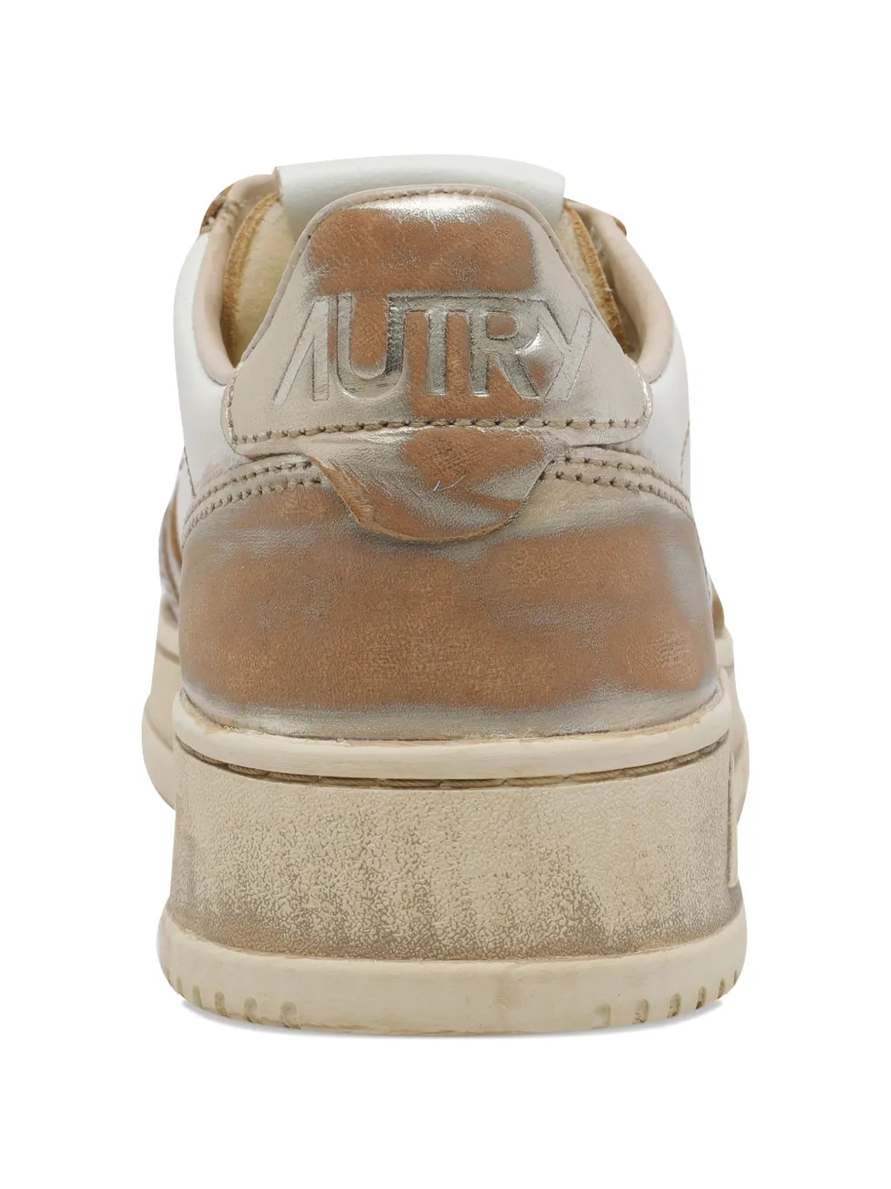 Autry medalist logo leather trainers Beige