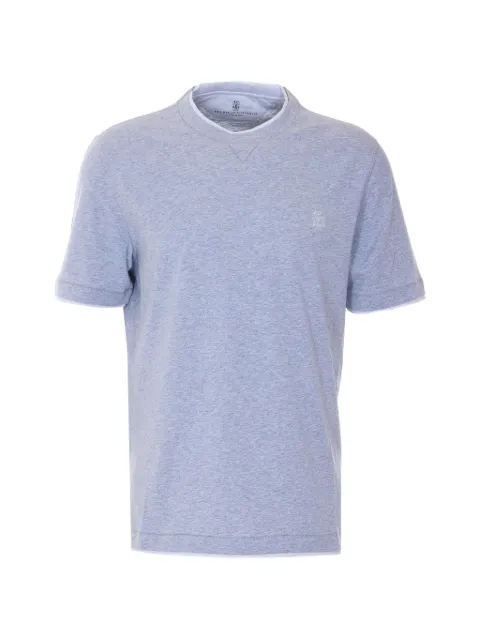 Brunello Cucinelli playera con cuello redondo y logo bordado