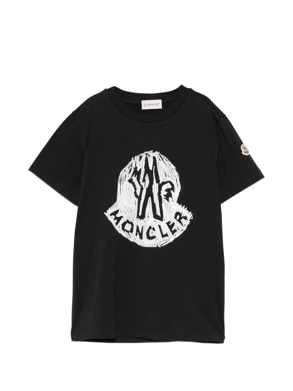 Moncler Enfant T-shirt met logoprint Zwart