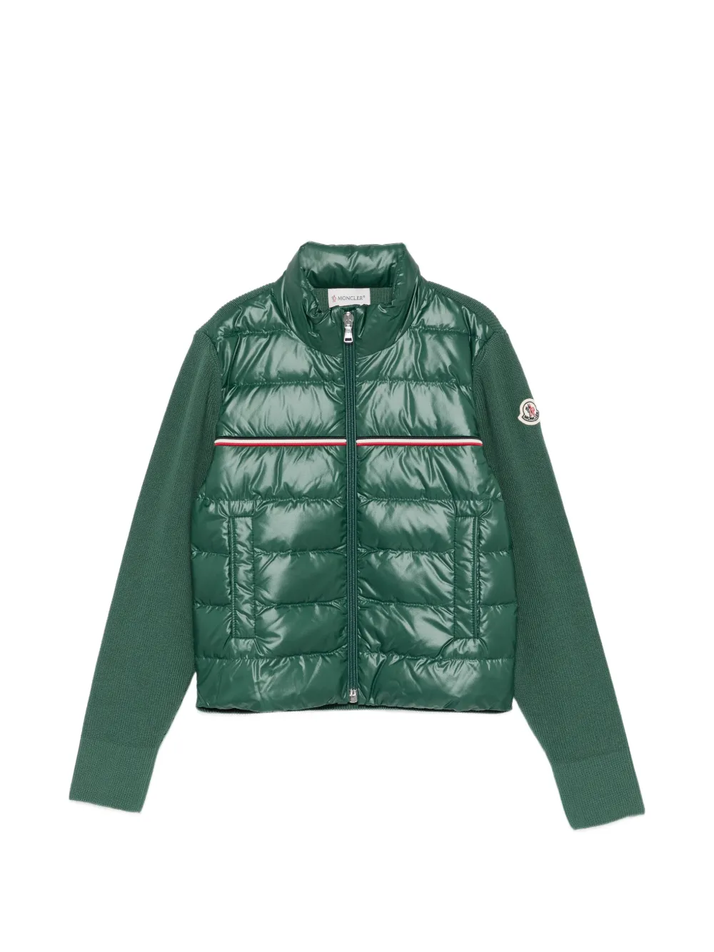 Moncler Enfant veste à rayure tricolore - Vert Moncler Enfant veste à rayure tricolore - Vert