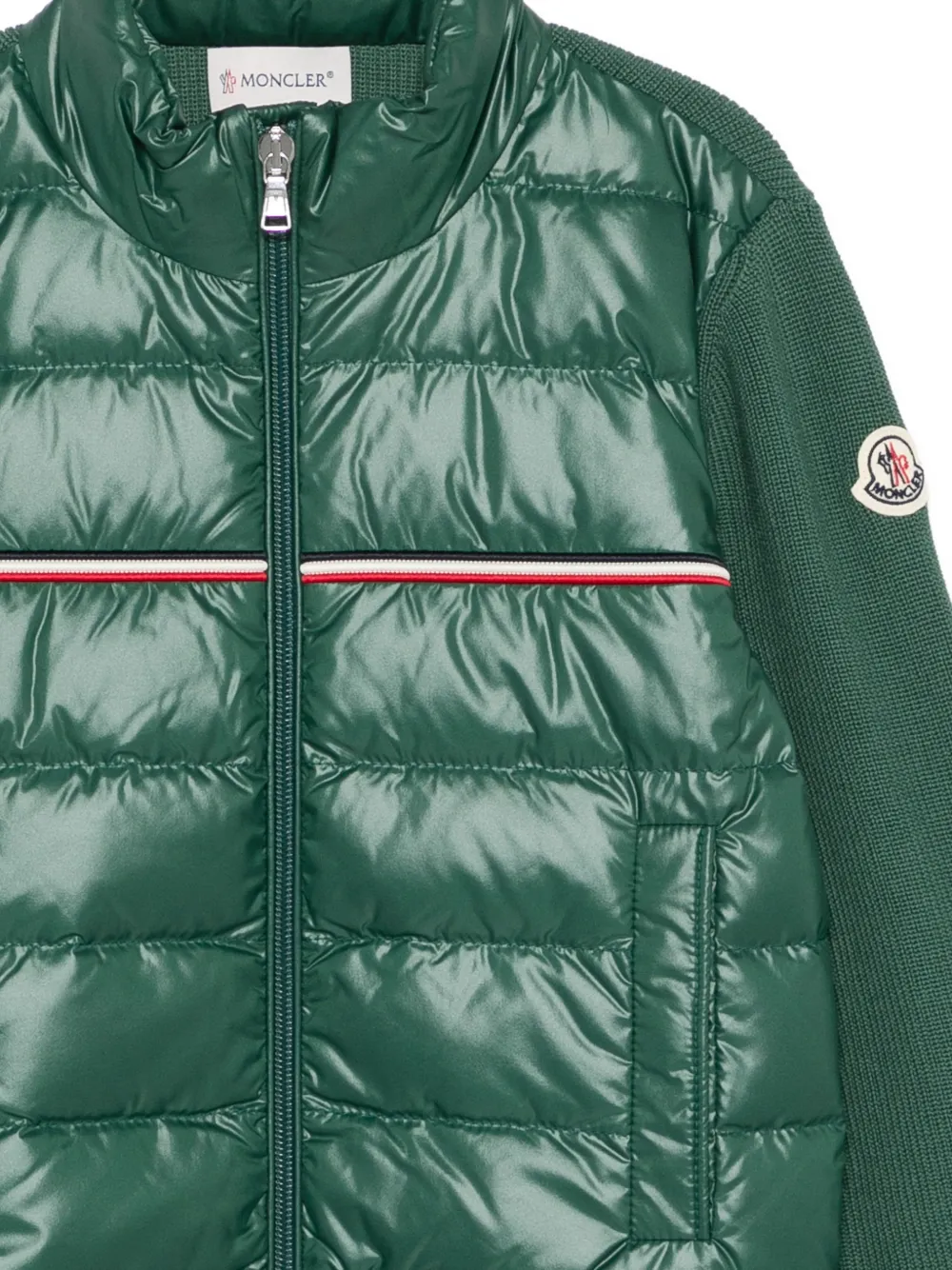  Moncler Enfant Tricolour Stripes Jacket - Green 