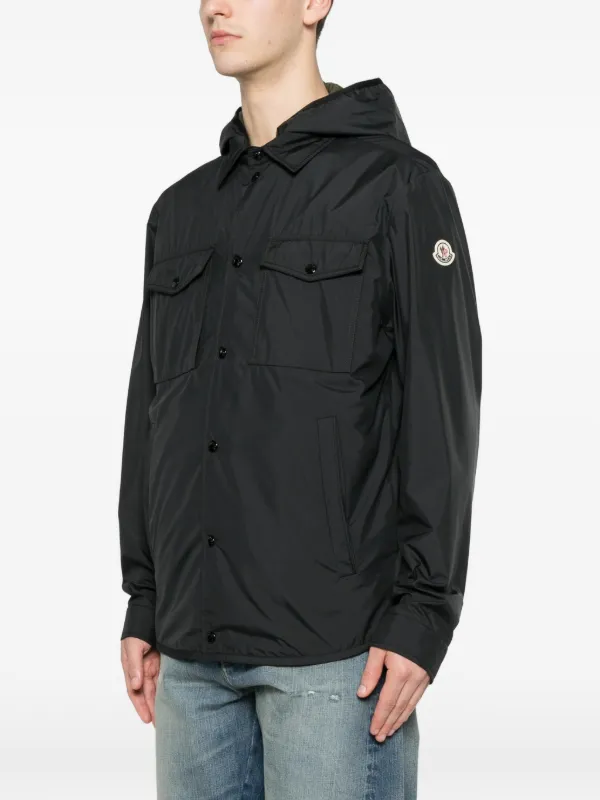 Moncler logo-patch Hooded Jacket | Black | FARFETCH RO