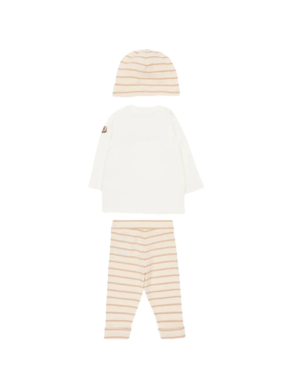 Moncler Enfant Gestreepte broeken set met geborduurd logo (set van drie) Beige