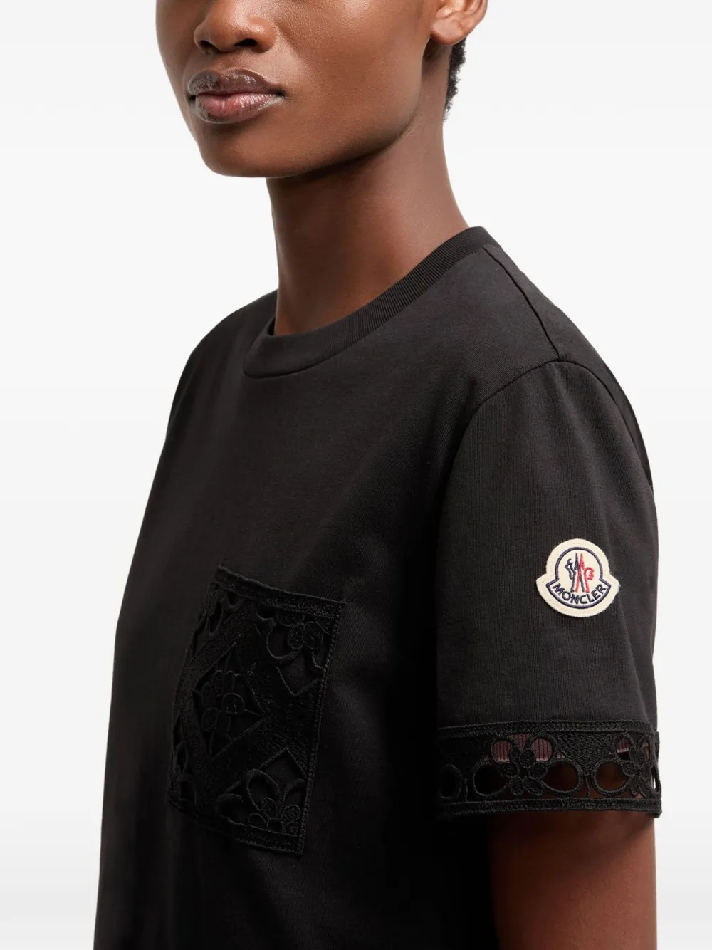 Moncler T-shirt met kanten afwerking Zwart