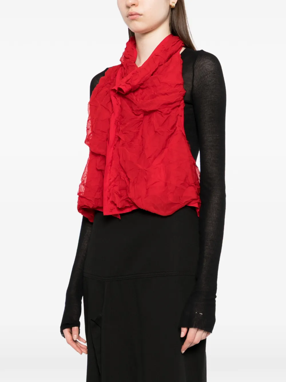  Yohji Yamamoto Crushed Chiffon Top - Red 