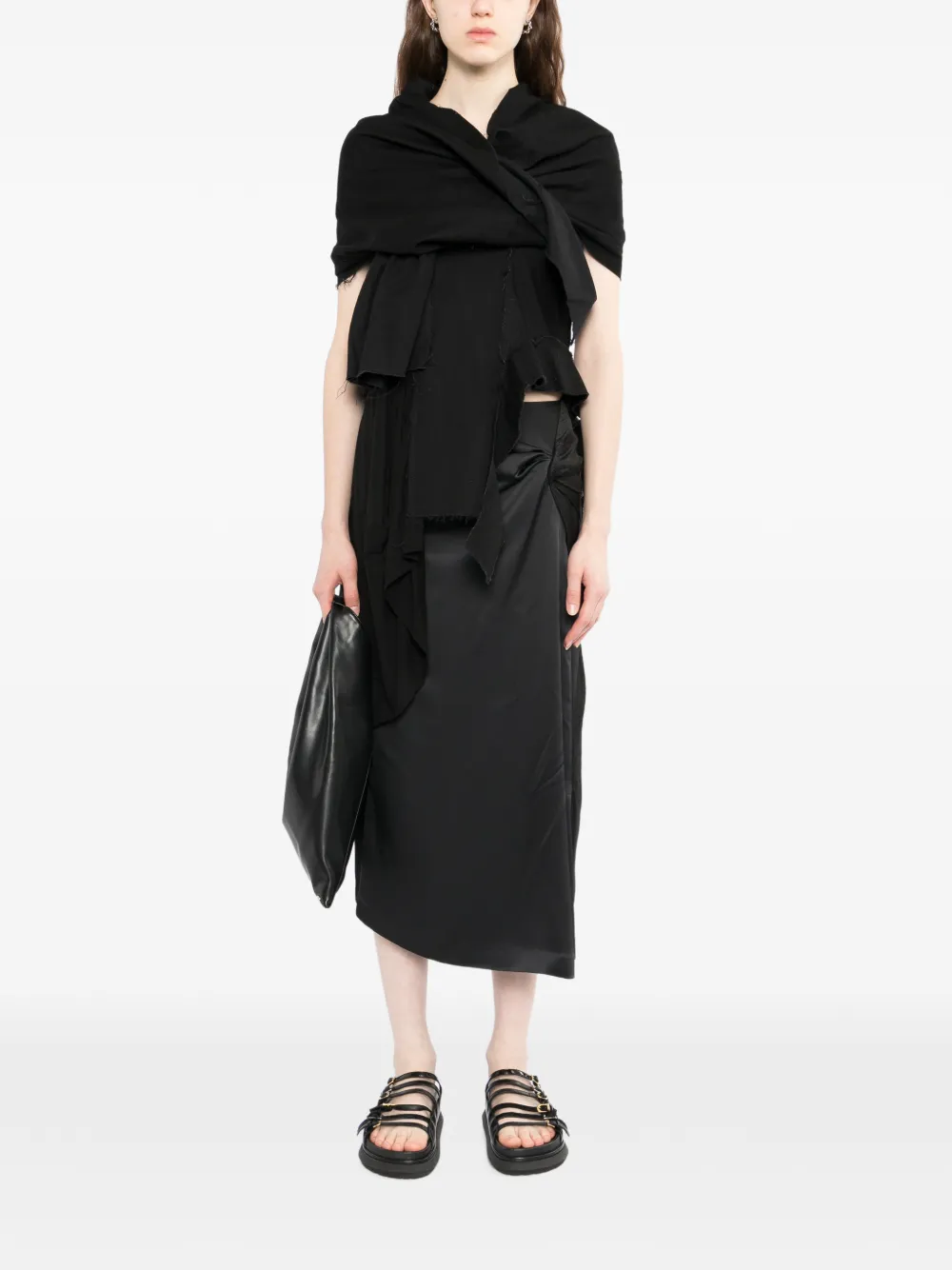 Yohji Yamamoto Blouse met veters Zwart