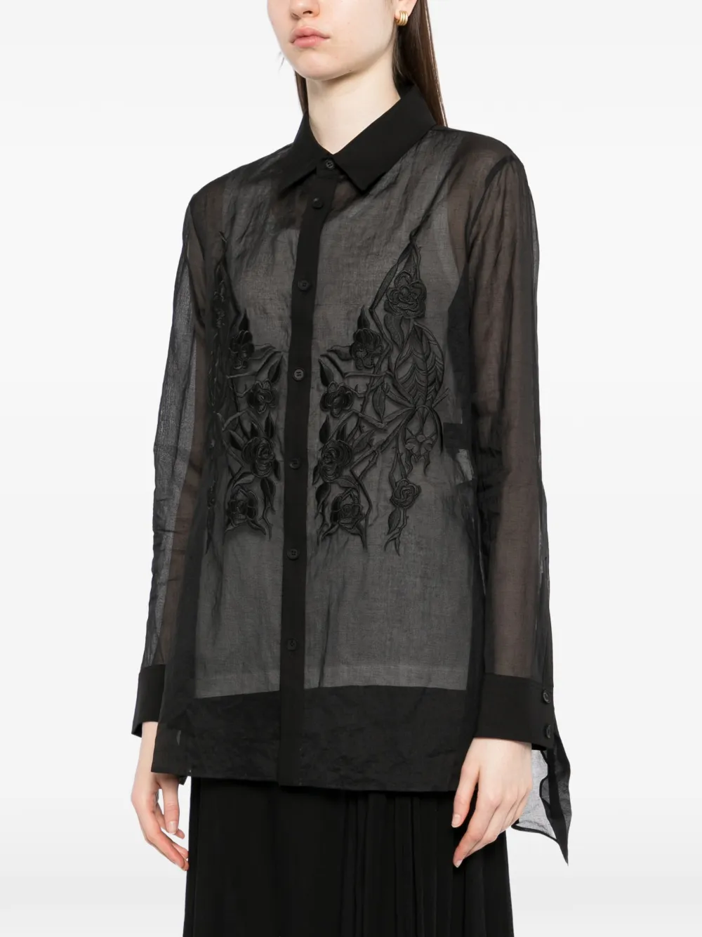 Yohji Yamamoto Katoenen blouse met flared afwerking Zwart