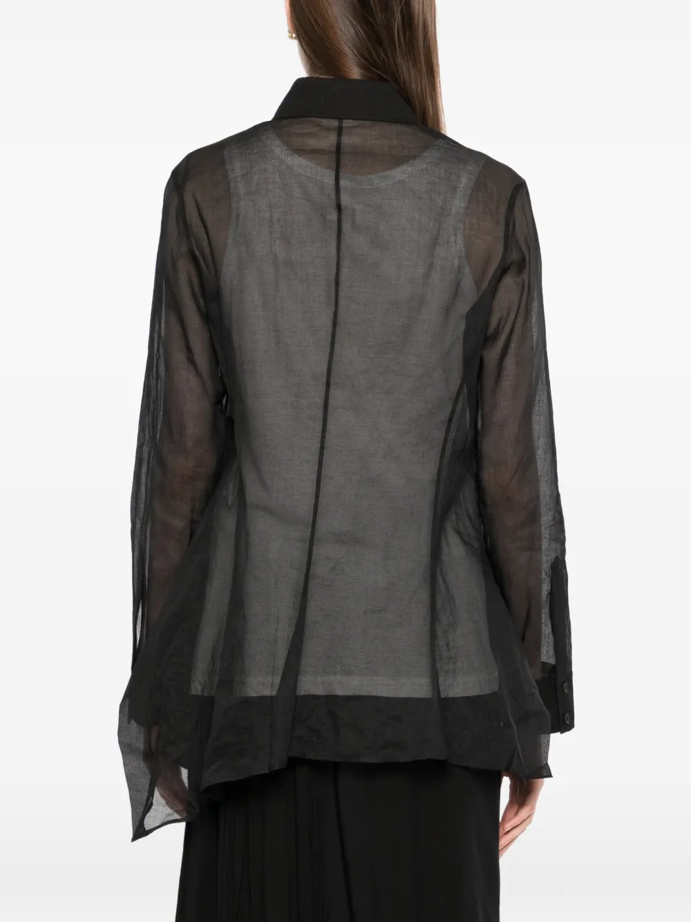 Yohji Yamamoto Katoenen blouse met flared afwerking Zwart