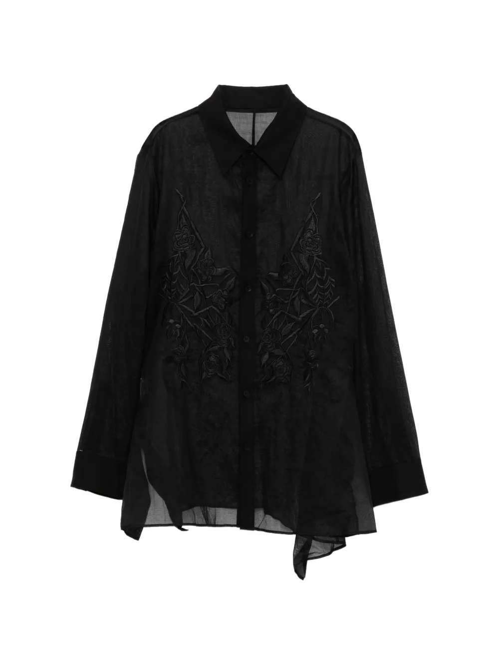 Yohji Yamamoto Camicia con orlo svasato - Nero
