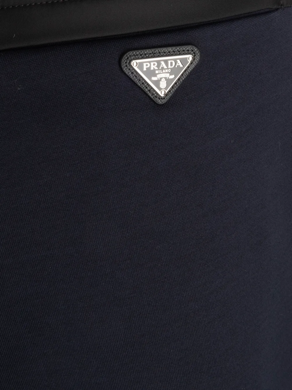 Prada cotton-fleece pants with Re-Nylon details Blauw