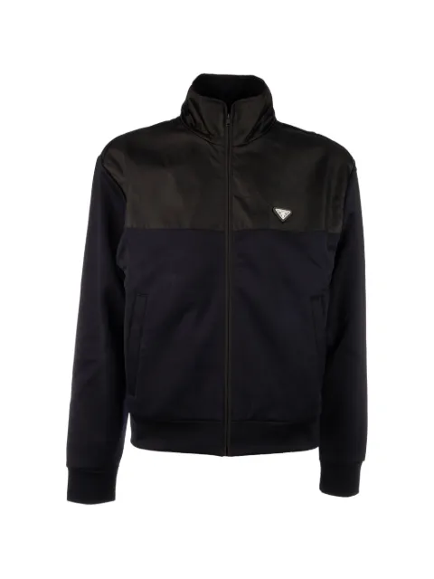 Prada cotton fleece zipper jacket with Re-Nylon details