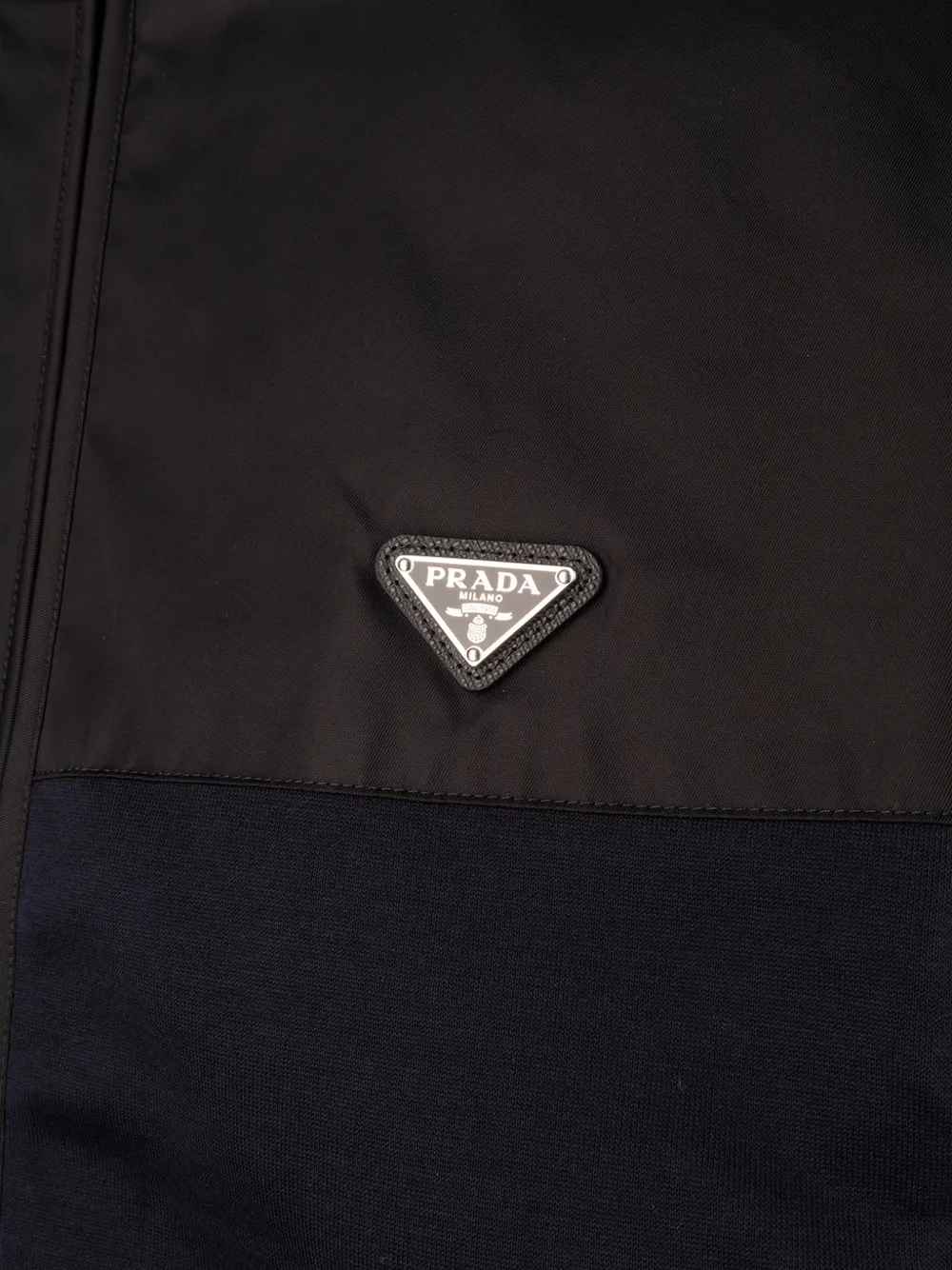 Prada cotton fleece zipper jacket with Re-Nylon details Zwart