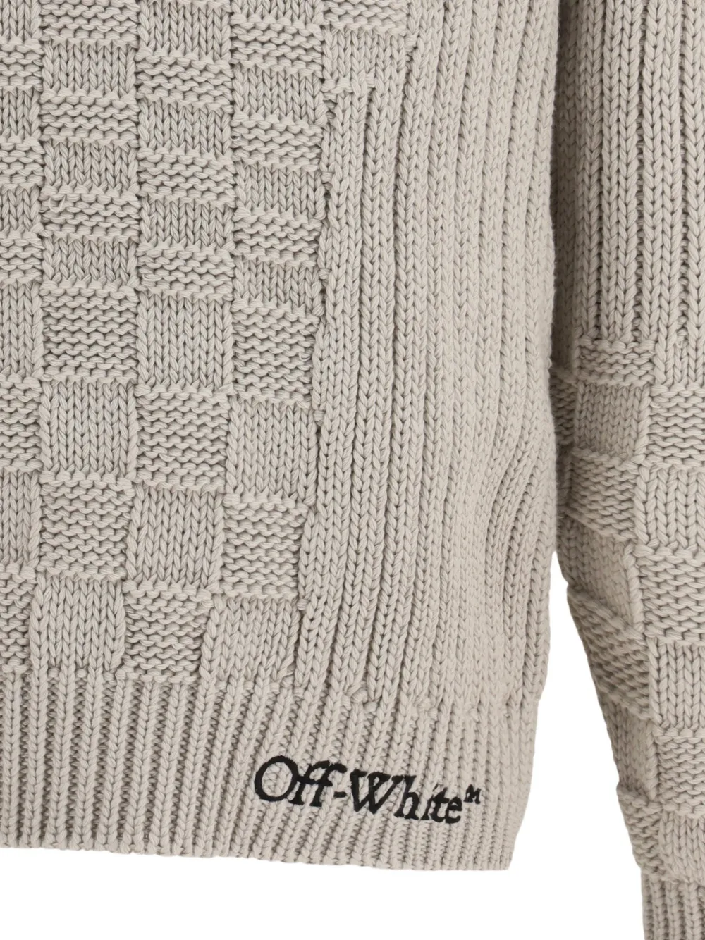 Off-White Gebreide trui met ronde hals en pijl Grijs