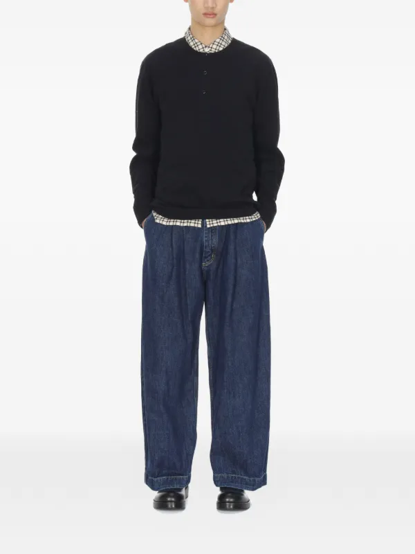 Studio Nicholson Henley long-sleeve T-shirt | Black | FARFETCH OM