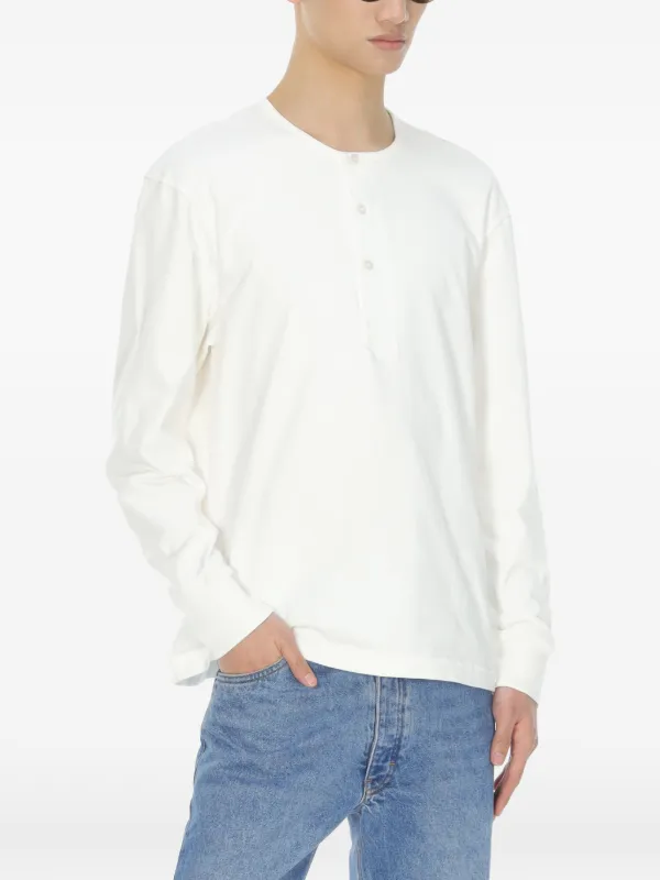 Studio Nicholson long-sleeve Henley T-shirt | White | FARFETCH ID