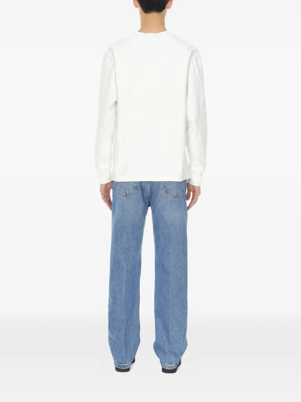 Studio Nicholson Henley T-shirt met lange mouwen Wit