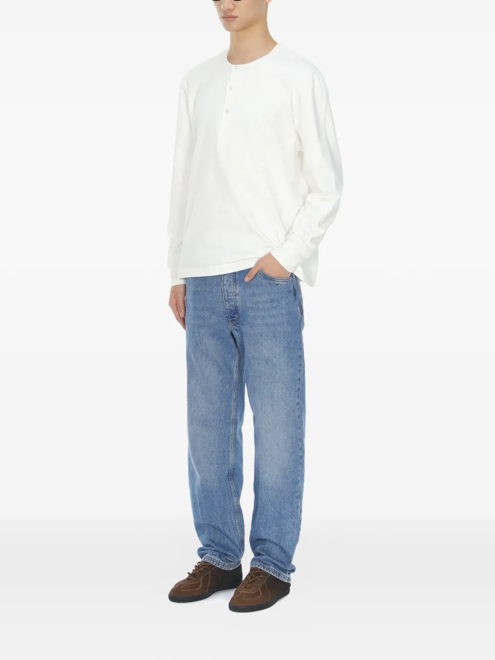  Studio Nicholson Long-sleeve Henley T-shirt - White 
