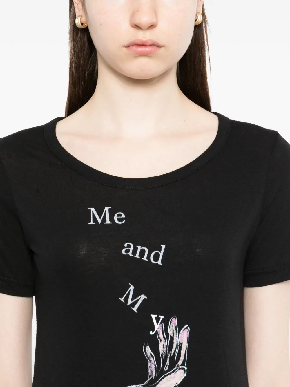 Yohji Yamamoto T-shirt met grafische print Zwart