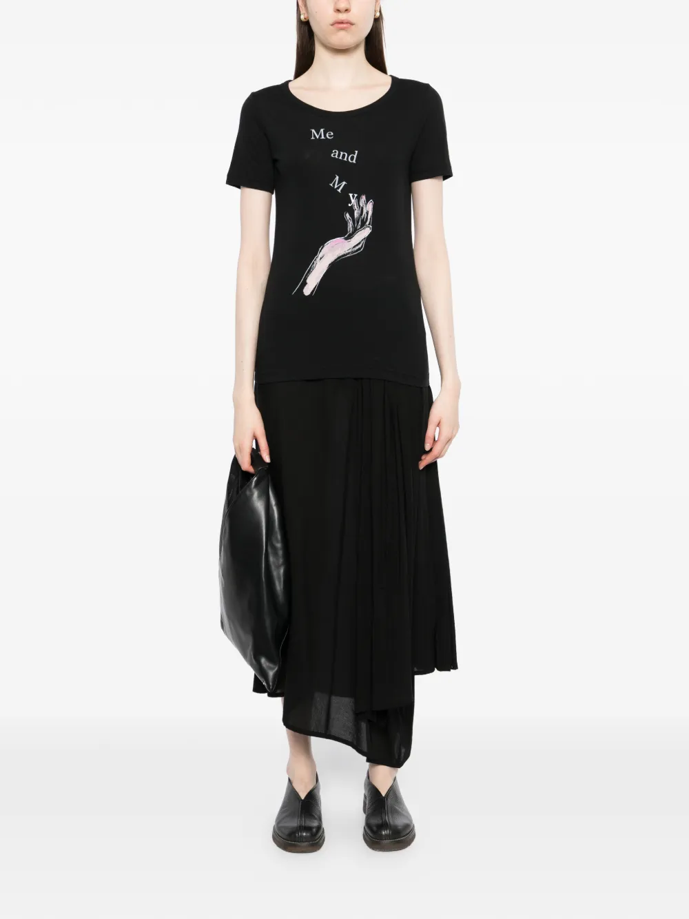 Yohji Yamamoto T-shirt met grafische print Zwart