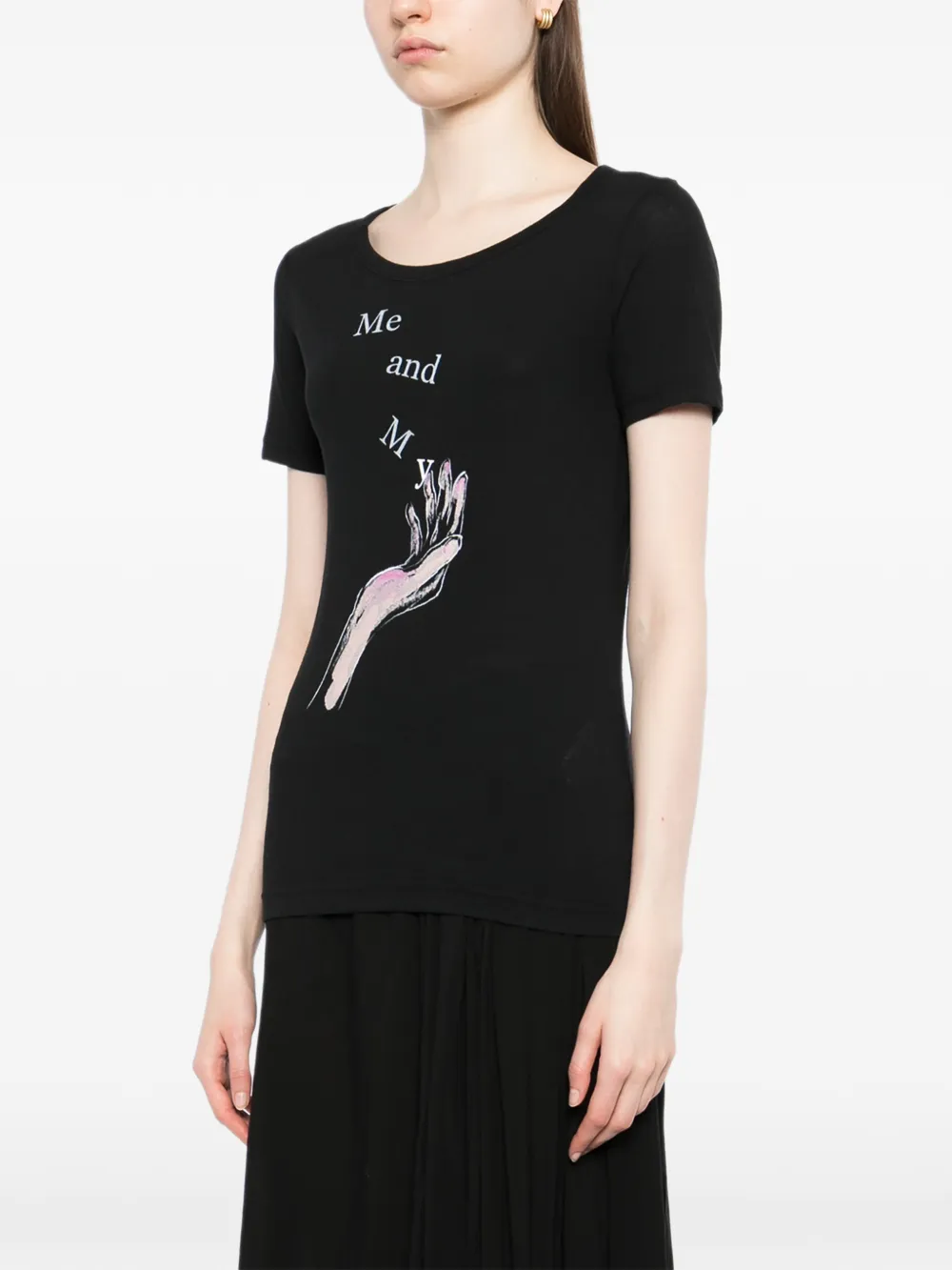 Yohji Yamamoto T-shirt met grafische print Zwart