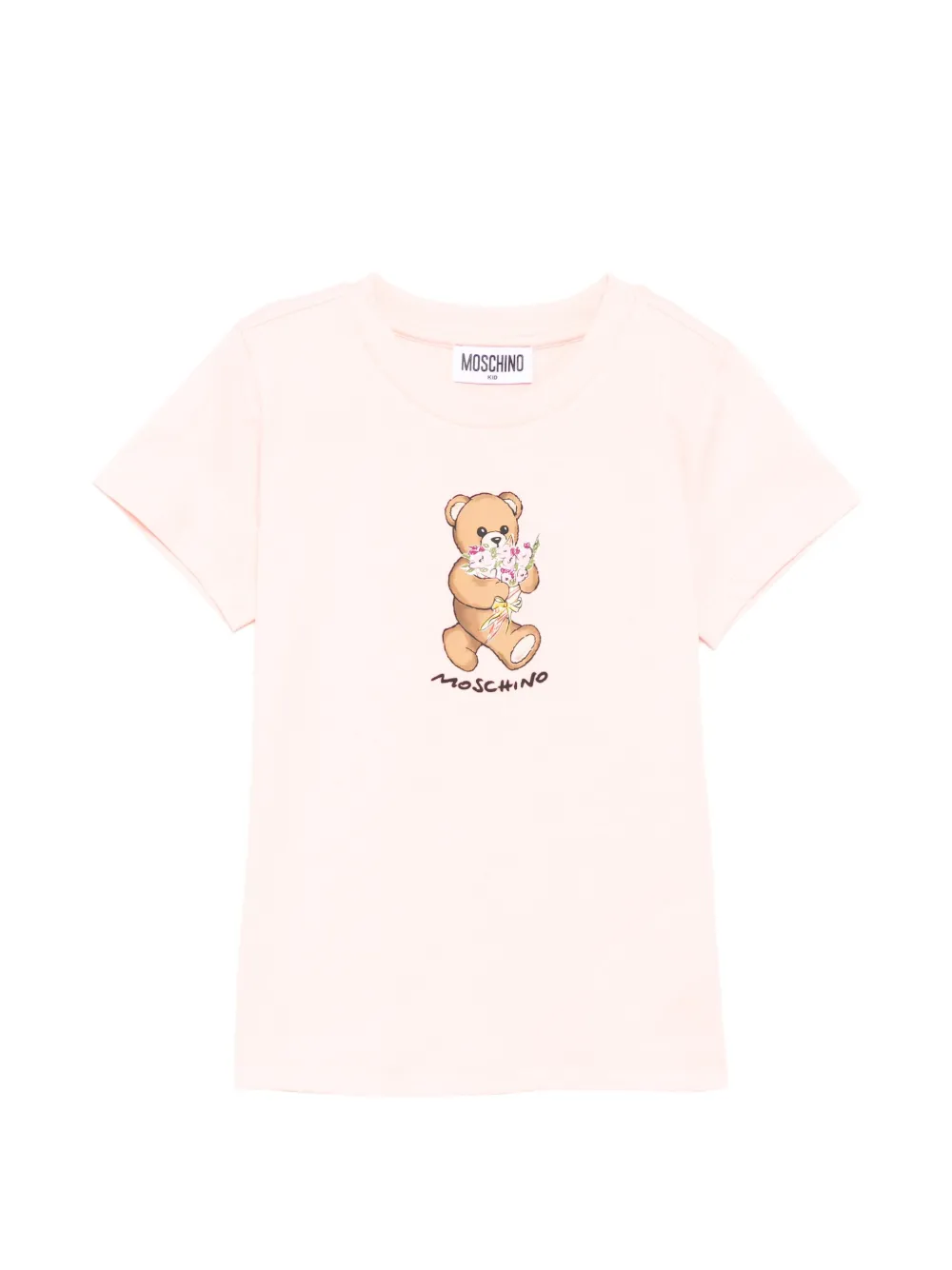 Moschino Kids teddy-print crew T-shirt - Rosa
