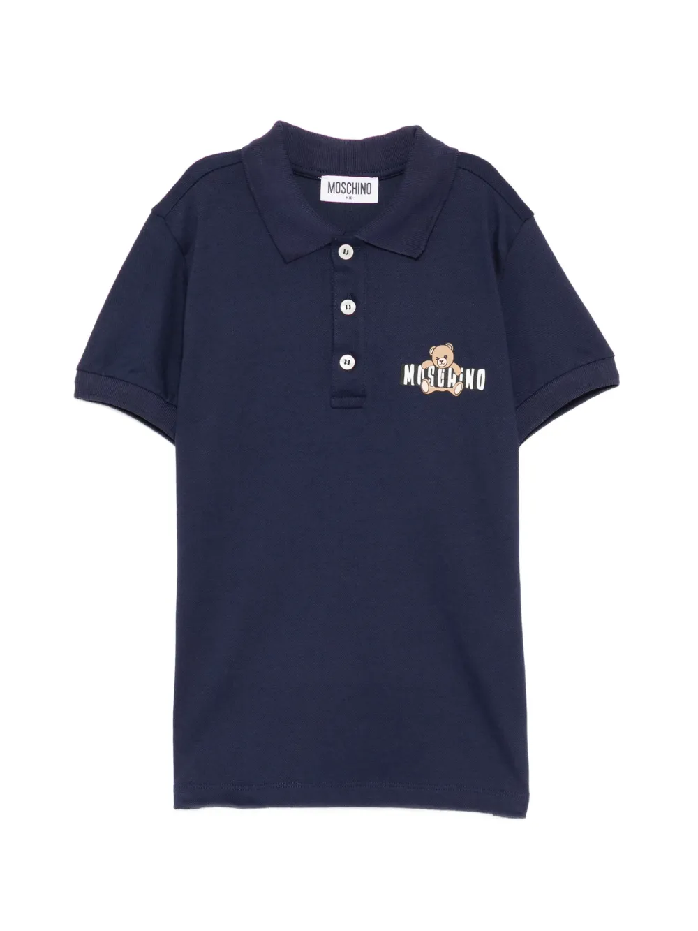 Moschino Kids teddy-print polo shirt - Blu