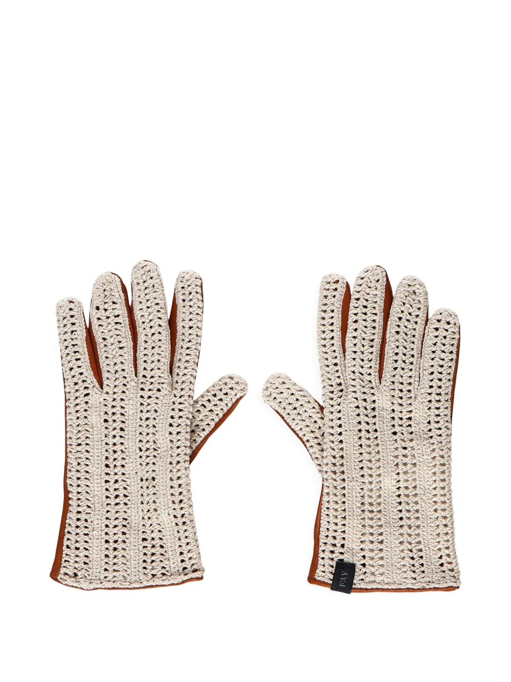 Fay crochet leather gloves - Toni neutri