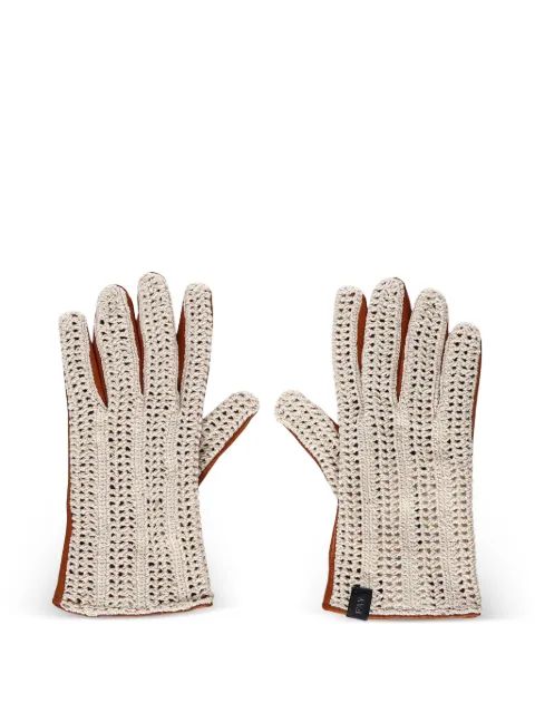 Fay crochet leather gloves