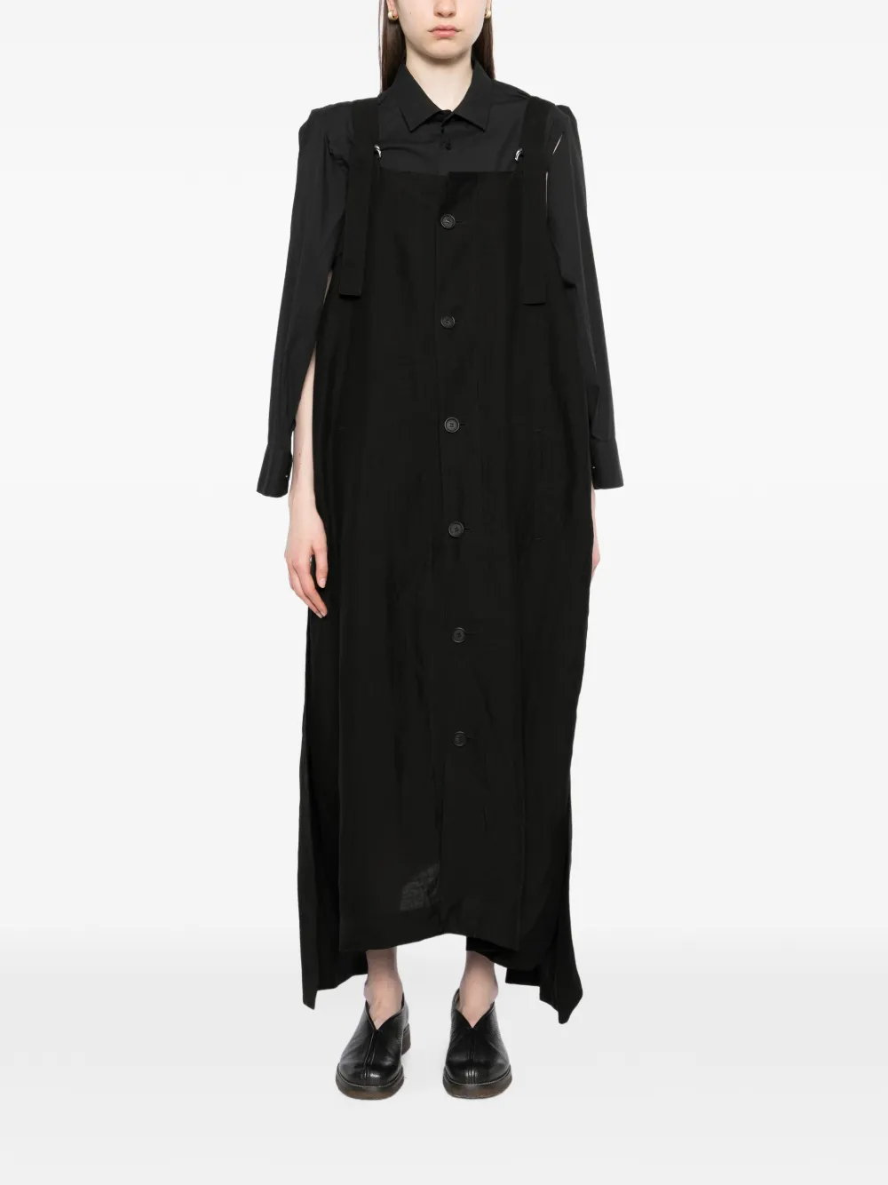 Yohji Yamamoto Jurk met lint rug Zwart