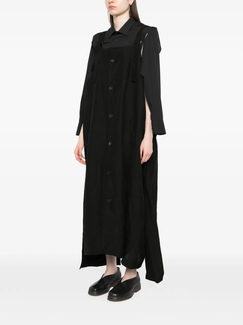 Yohji Yamamoto Jurk met lint rug Zwart