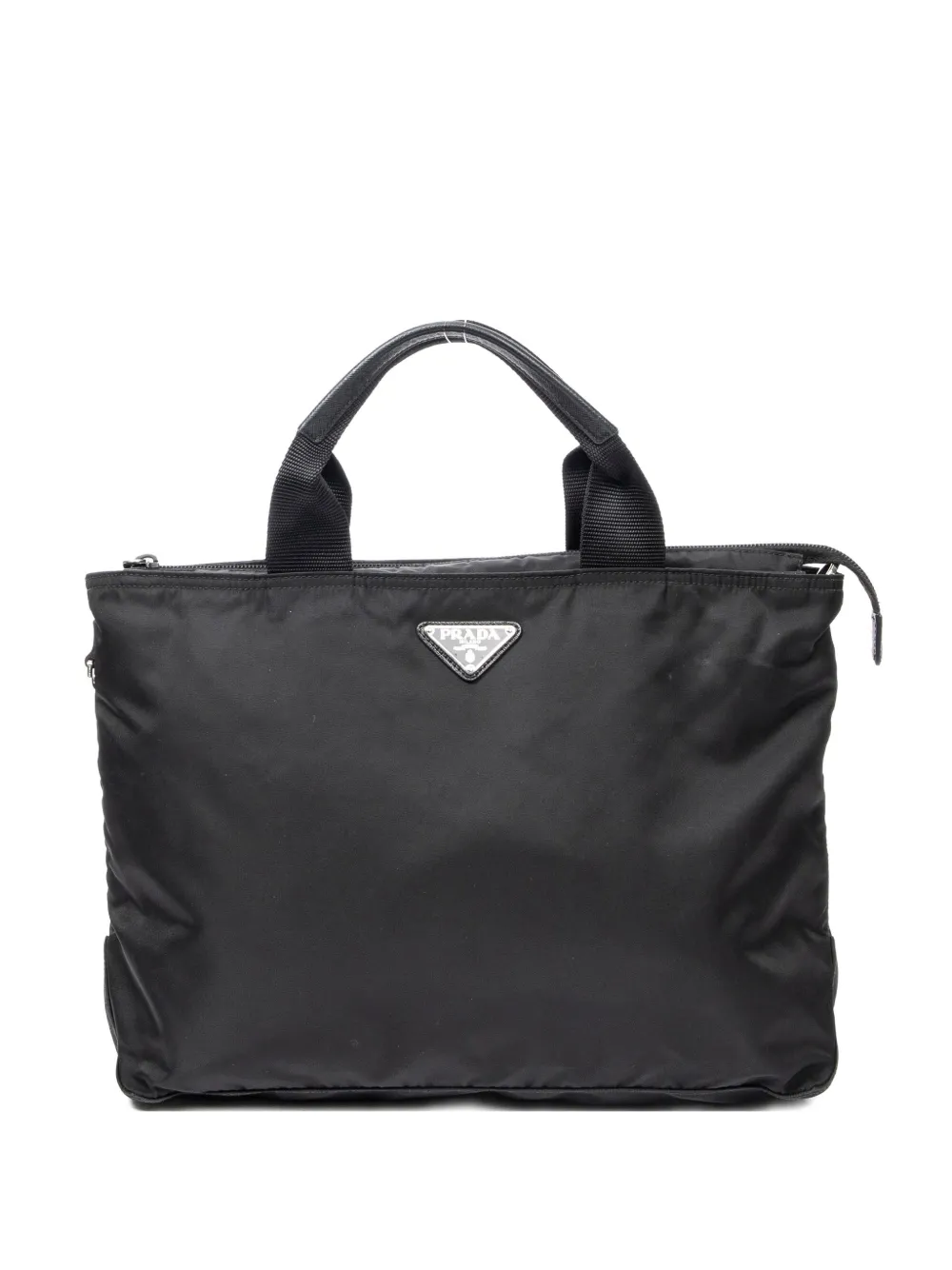 Prada Pre-Owned medium triangle-logo tote bag - Nero
