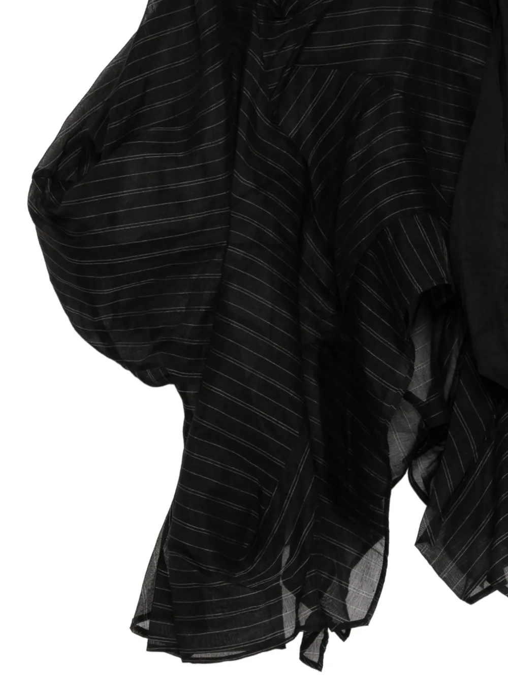  Yohji Yamamoto Pinstripe Layered Asymmetric Midi Skirt - Black 
