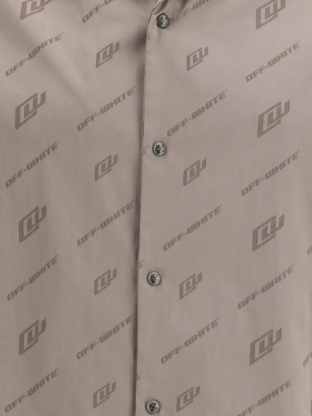 Off-White Bowlingshirt met jacquard Beige