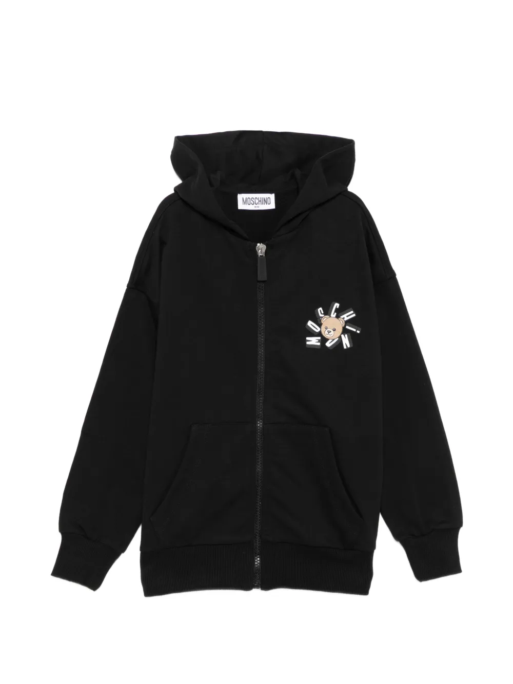 Moschino Kids graphic-print zip-up hoodie - Nero