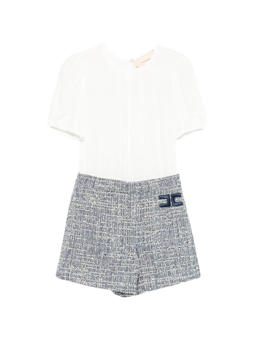 Elisabetta Franchi La Mia Bambina logo-appliqué short-sleeve playsuit - Bianco