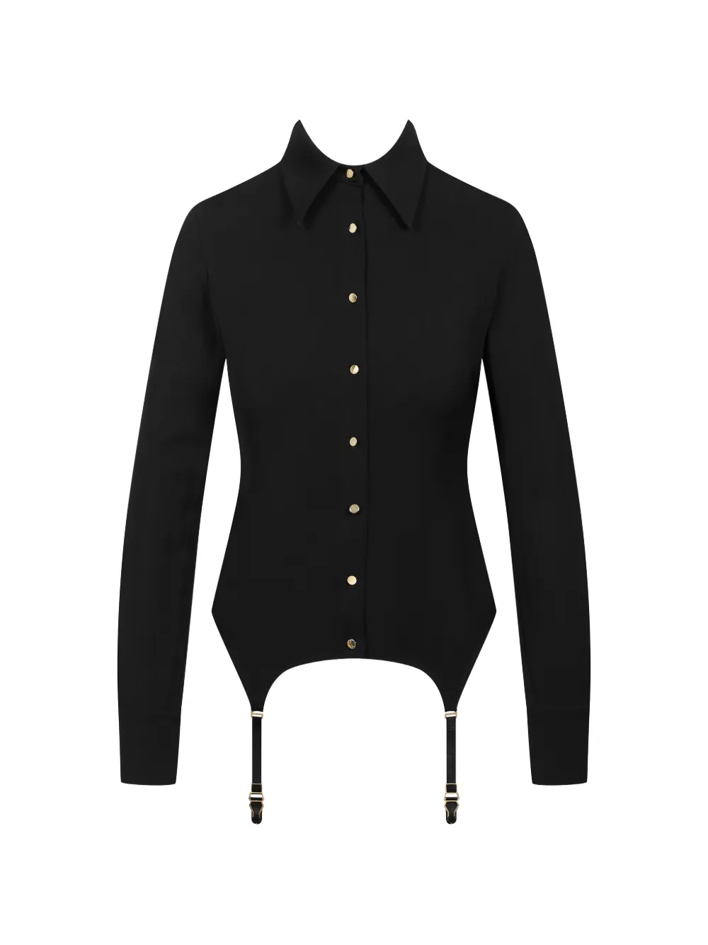 Maison Close lace back suspender shirt - Nero