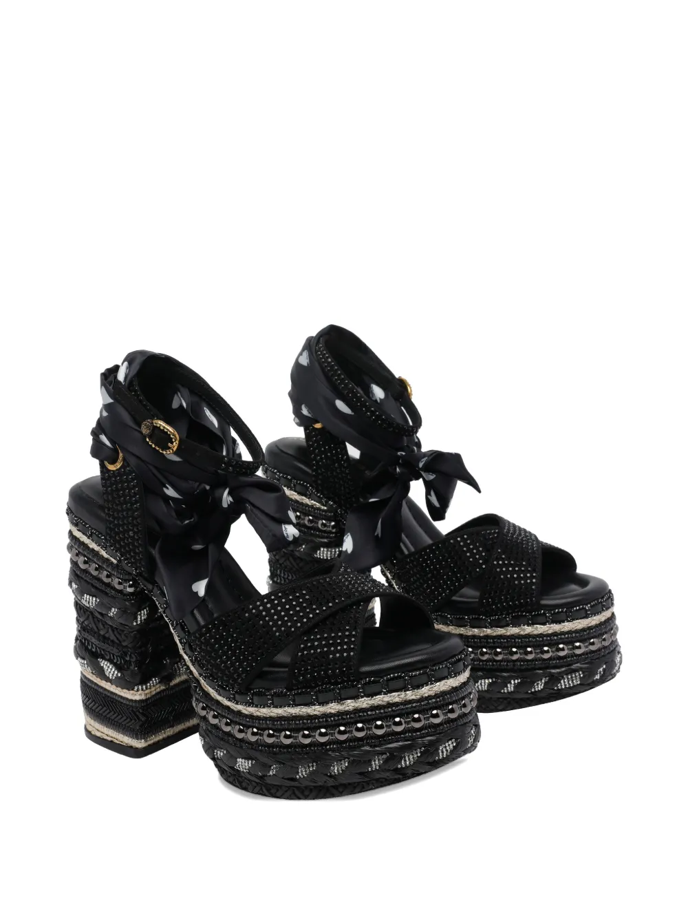 Kurt Geiger London Chelsea Scarf embellished platform sandals Zwart