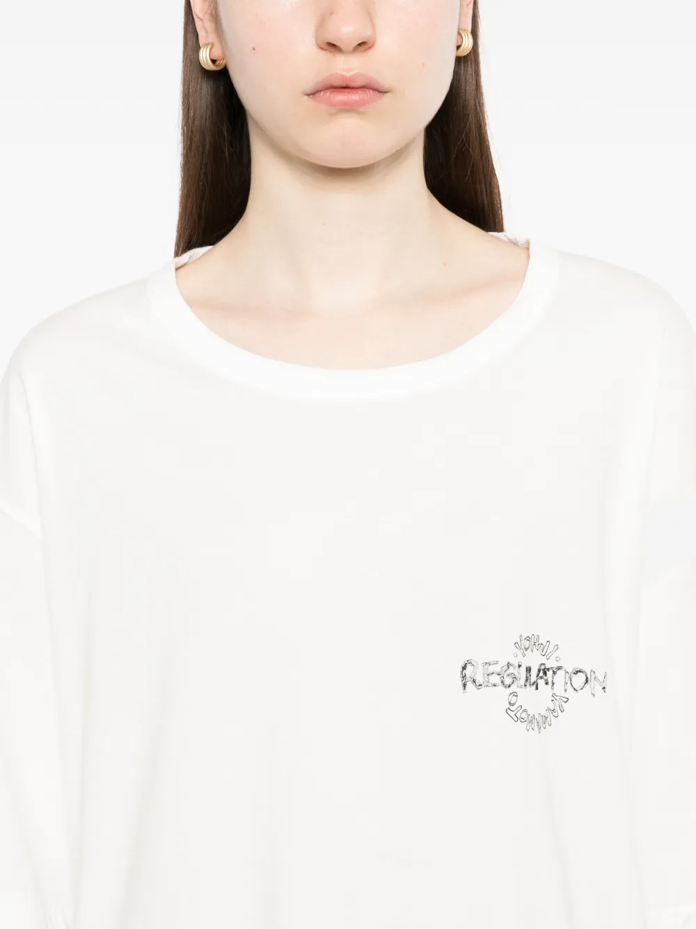 Yohji Yamamoto T-shirt met logoprint Wit