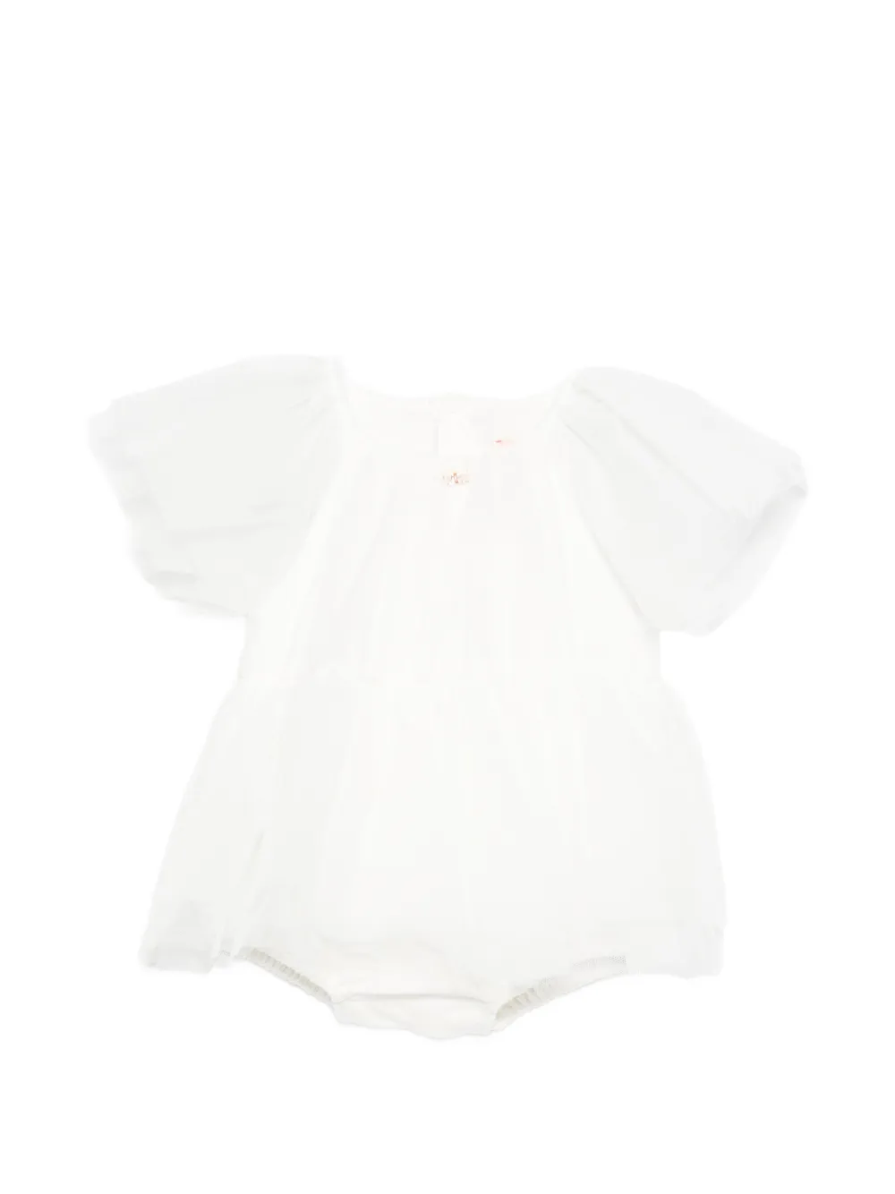 Elisabetta Franchi La Mia Bambina Pagliaccetto tulle short-sleeve dress - Bianco