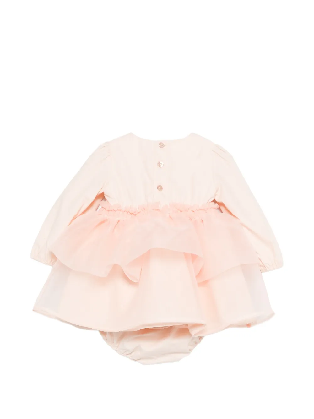 Elisabetta Franchi La Mia Bambina Jurk met geborduurd logo en ruches Roze