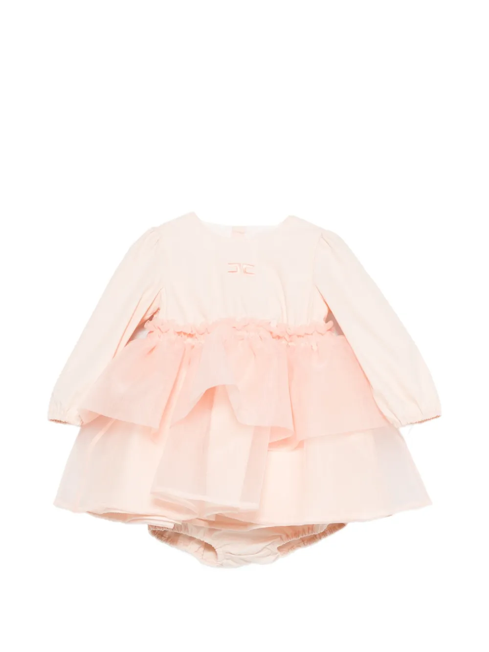 Elisabetta Franchi La Mia Bambina logo-embroidery ruffled dress - Rosa