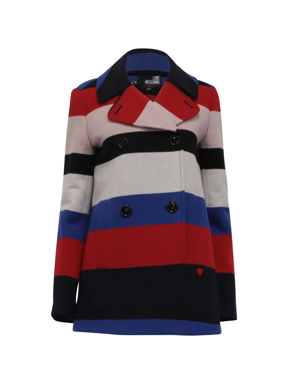 Moschino Pre-Owned striped-pattern double-breasted peacoat - Blu