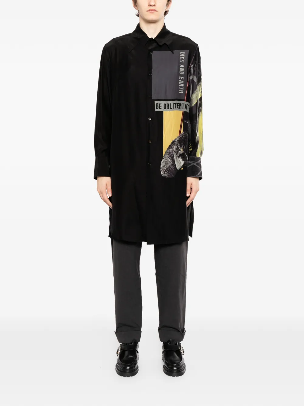 Yohji Yamamoto Overhemd met grafische print Zwart