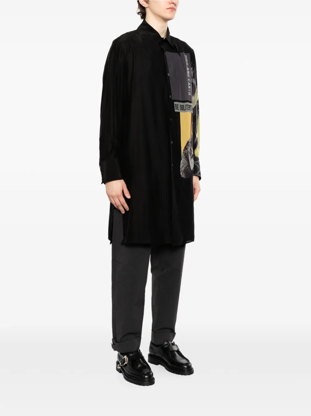 Yohji Yamamoto Overhemd met grafische print Zwart