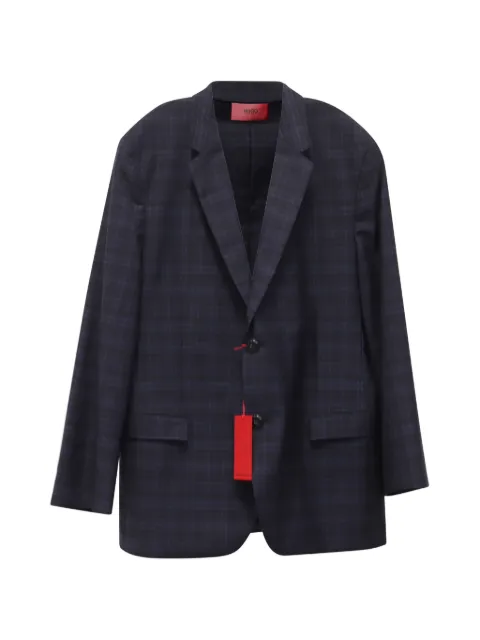 BOSS plaid-pattern single-breasted blazer