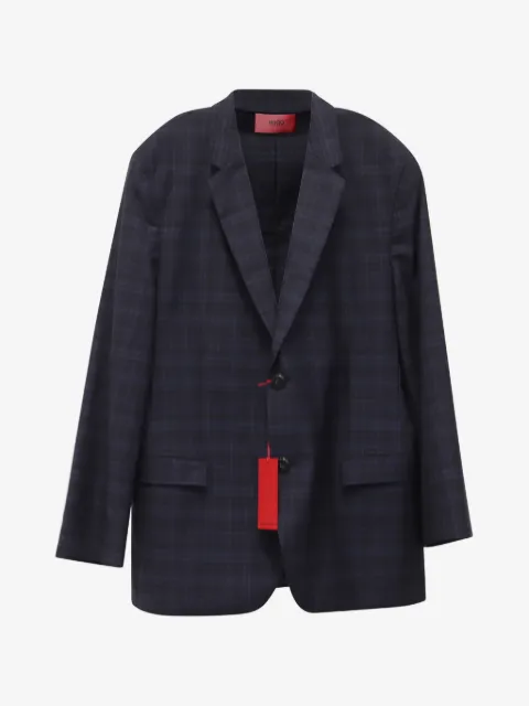 BOSS plaid-pattern single-breasted blazer
