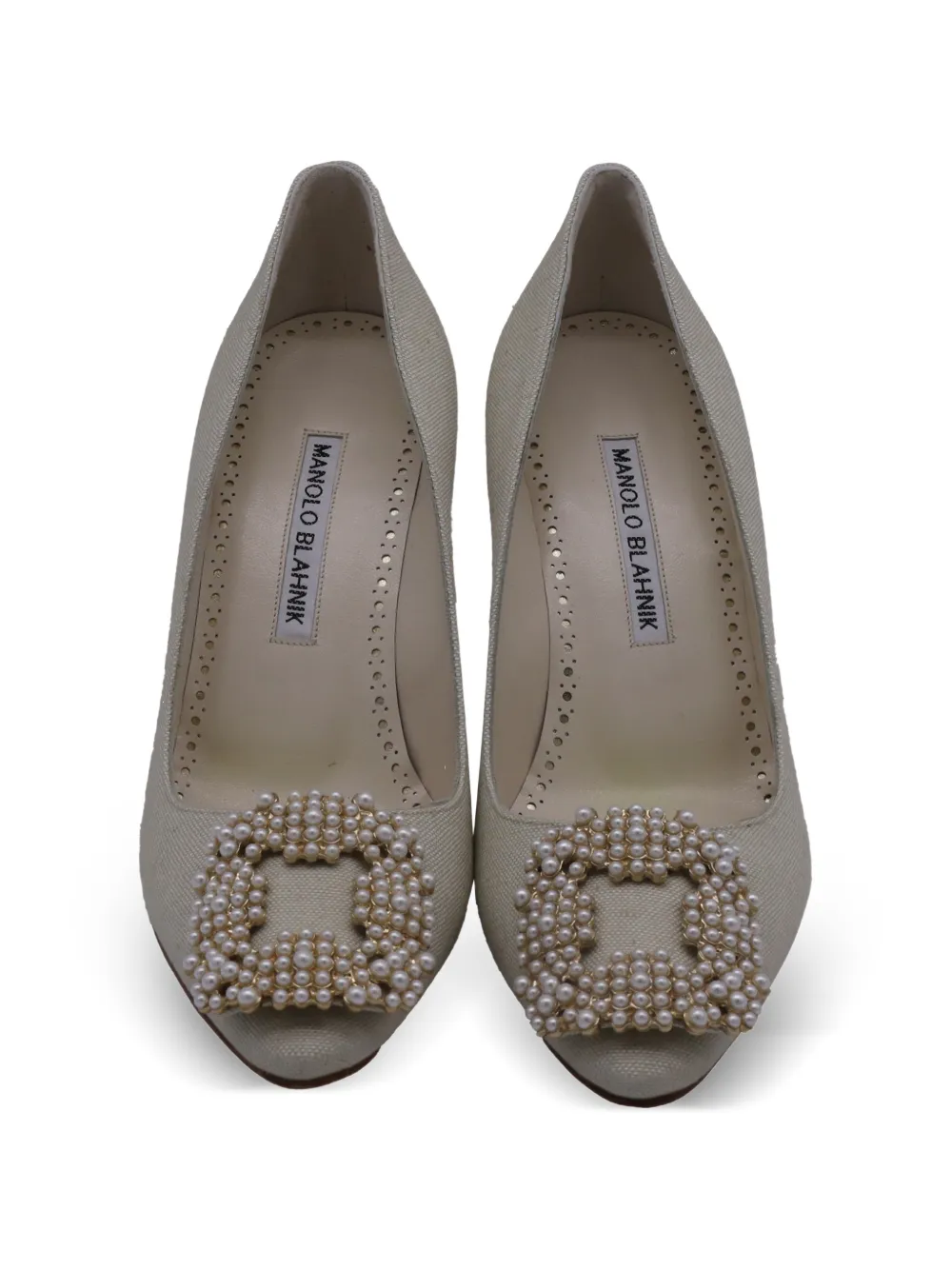  Manolo Blahnik Hangisi Embellished-upper Pumps - Neutrals 