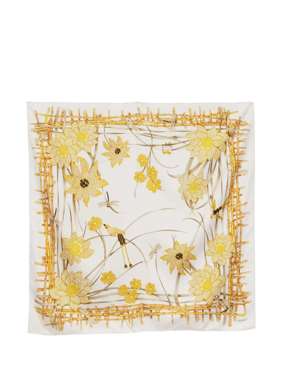 Cartier flower-print silk scarf - Toni neutri